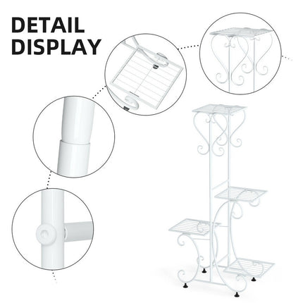 White Practical Plant Stand Wrought Iron Flower Pot Holder Corner Plant Shelf Organize.