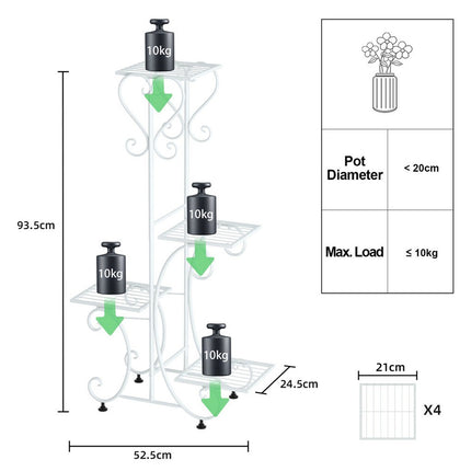 White Practical Plant Stand Wrought Iron Flower Pot Holder Corner Plant Shelf Organize.