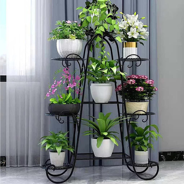Oversized Metal Plant Stand with 9-Tier Flower Display Shelves.