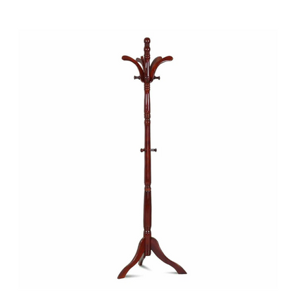 Vintage Wooden Coat Rack Stand with 13 Hooks for Hats, Clothes and Handbags.