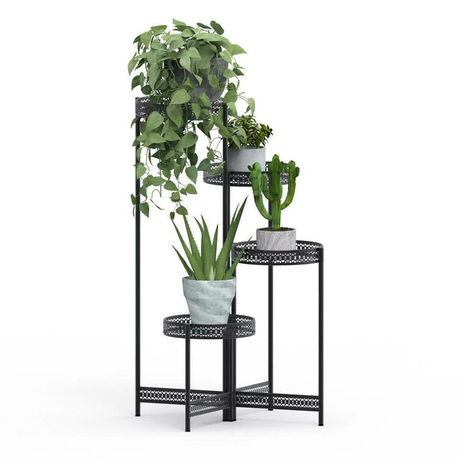 4 Tier Foldable Corner Tall Plant Stand Metal Flower Display Rack Indoor Outdoor.