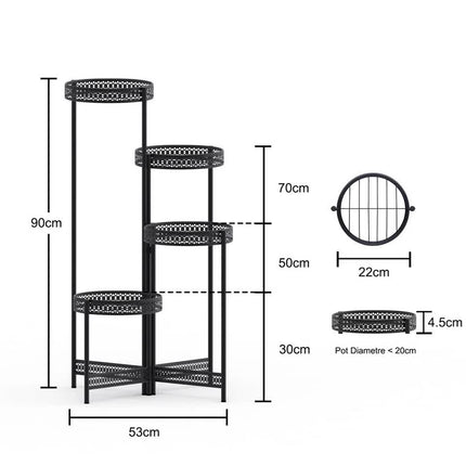 4 Tier Foldable Corner Tall Plant Stand Metal Flower Display Rack Indoor Outdoor.