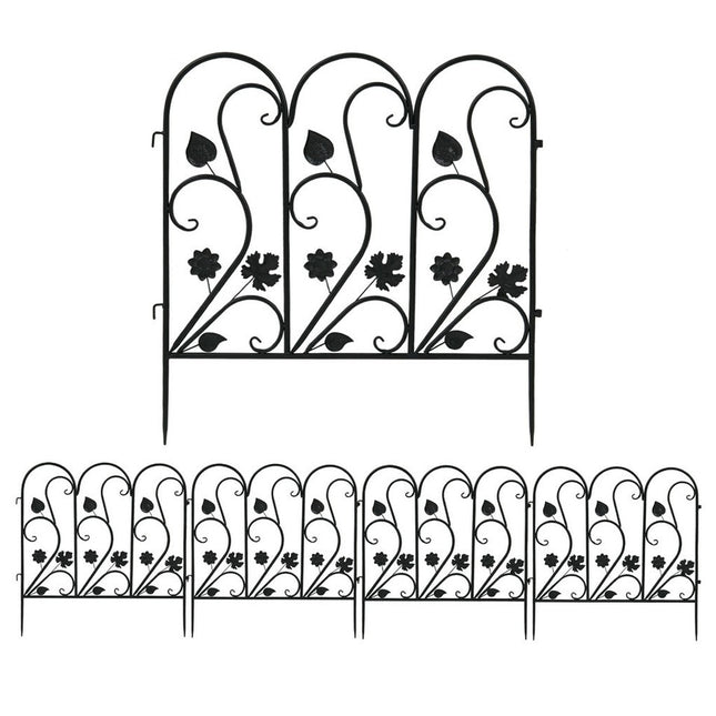 5-Piece Decorative Garden Fence Black Metal Wire Patio.