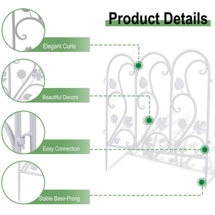 5PCS Decorative Garden Fence Folding Patio Fences Rustproof 59.5x62cm Landscape.