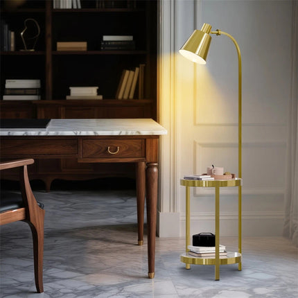 Creative Lamp End Table with Gold Shade - Modern Floor Lamp Accent Furniture & Dï¿½cor Lighting for Living Room (AU Plug).