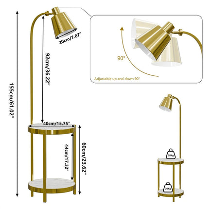 Creative Lamp End Table with Gold Shade - Modern Floor Lamp Accent Furniture & Dï¿½cor Lighting for Living Room (AU Plug).