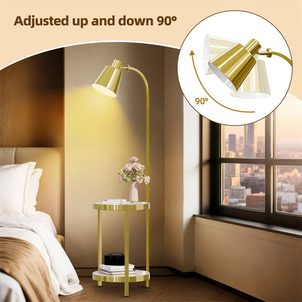 Creative Lamp End Table with Gold Shade - Modern Floor Lamp Accent Furniture & Dï¿½cor Lighting for Living Room (AU Plug).