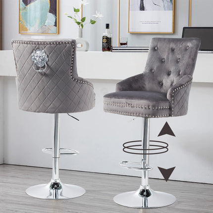 Elegant Swivel Bar Stool Velvet Airlift Counter Height Bar Kitchen Dining Chair.