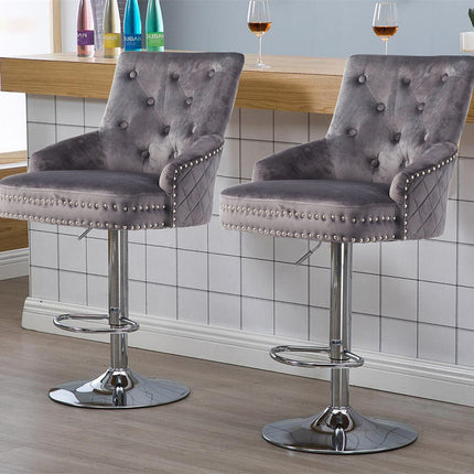 Elegant Swivel Bar Stool Velvet Airlift Counter Height Bar Kitchen Dining Chair.