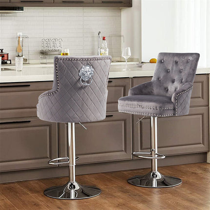 Elegant Swivel Bar Stool Velvet Airlift Counter Height Bar Kitchen Dining Chair.