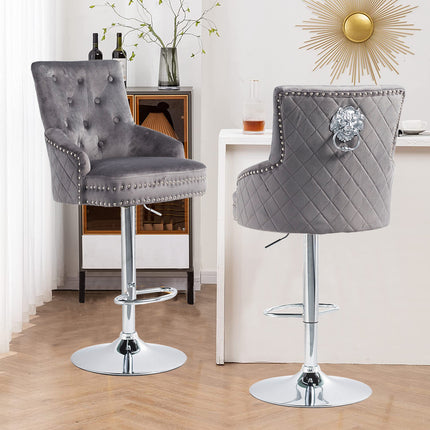 Elegant Swivel Bar Stool Velvet Airlift Counter Height Bar Kitchen Dining Chair.