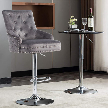 Elegant Swivel Bar Stool Velvet Airlift Counter Height Bar Kitchen Dining Chair.