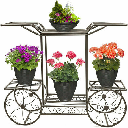 6 Tiers Garden Cart Stand & Flower Pot Plant Holder Display Rack Parisian Style.