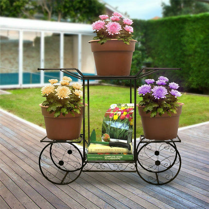 6 Tiers Garden Cart Stand & Flower Pot Plant Holder Display Rack Parisian Style.