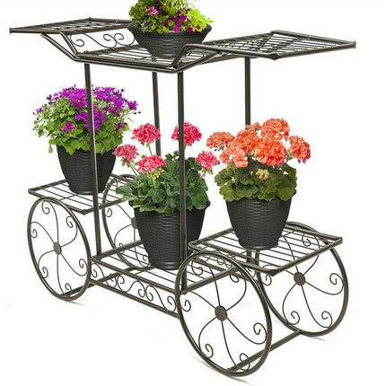 6 Tiers Garden Cart Stand & Flower Pot Plant Holder Display Rack Parisian Style.