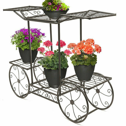 6 Tiers Garden Cart Stand & Flower Pot Plant Holder Display Rack Parisian Style.