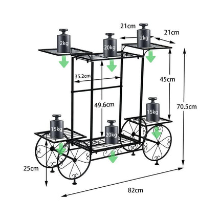 6 Tiers Garden Cart Stand & Flower Pot Plant Holder Display Rack Parisian Style.