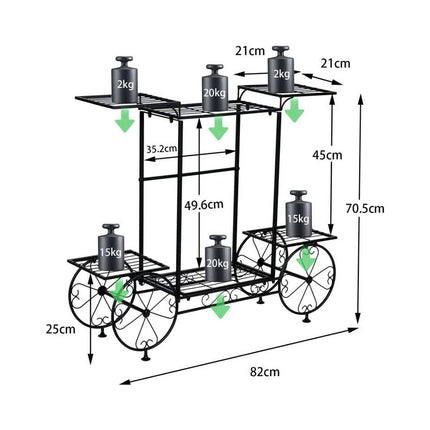 6 Tiers Garden Cart Stand & Flower Pot Plant Holder Display Rack Parisian Style.