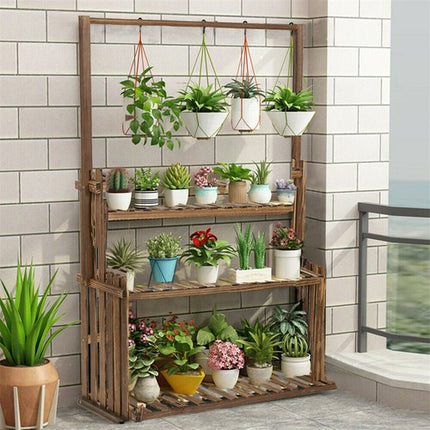 Heavy Duty Hanging Plant Stand with Multiple Pot Shelves.