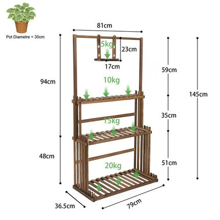 Heavy Duty Hanging Plant Stand with Multiple Pot Shelves.