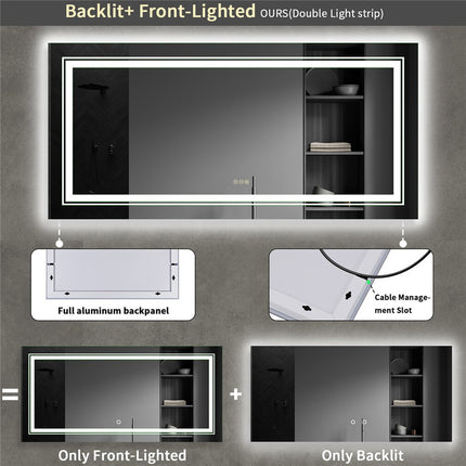 LED Bathroom Mirror with Anti-Fog & Adjustable Lighting.