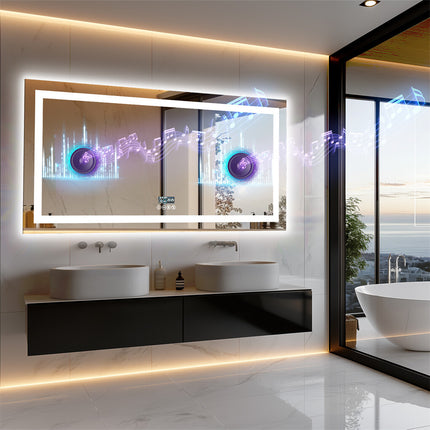 Fin 1200Mm Jumbo Bluetooth Led Bathroom Mirror Music Anti-Fog Vanity Mirror.
