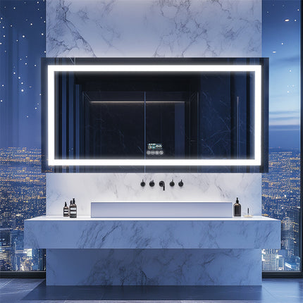 Fin 1200Mm Jumbo Bluetooth Led Bathroom Mirror Music Anti-Fog Vanity Mirror.