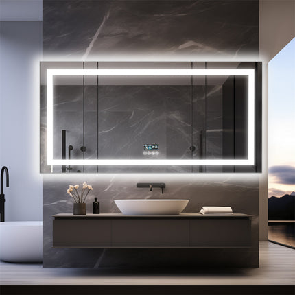 Fin 1200Mm Jumbo Bluetooth Led Bathroom Mirror Music Anti-Fog Vanity Mirror.