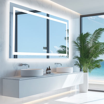 Fin 1200Mm Jumbo Bluetooth Led Bathroom Mirror Music Anti-Fog Vanity Mirror.