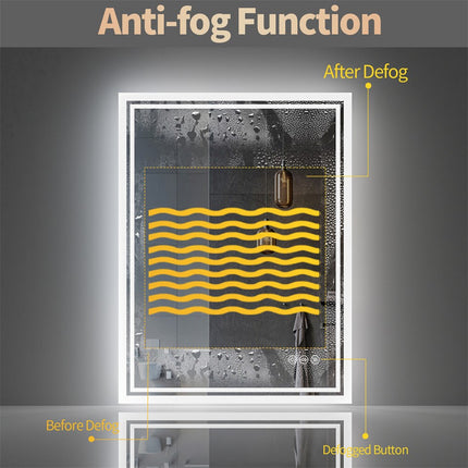 LED Anti-Fog Wall-Mounted Bathroom Mirror.