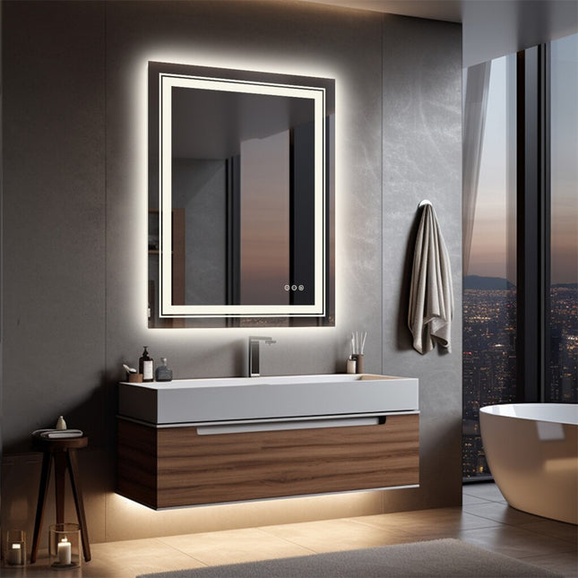 900*700MM Dimmable LED Bathroom Mirror Antifog Wall Mounted Vanity Makeup Mirror.