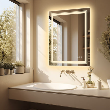 900*700MM Dimmable LED Bathroom Mirror Antifog Wall Mounted Vanity Makeup Mirror.