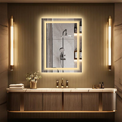 900*700MM Dimmable LED Bathroom Mirror Antifog Wall Mounted Vanity Makeup Mirror.