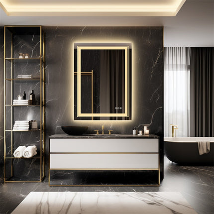 900*700MM Dimmable LED Bathroom Mirror Antifog Wall Mounted Vanity Makeup Mirror.