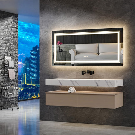 LED Bathroom Mirror Double Light Vanity Makeup Mirror Tall Full-Size Body Mirror 1200*600mm Double LED.