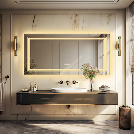 LED Bathroom Mirror Double Light Vanity Makeup Mirror Tall Full-Size Body Mirror 1200*600mm Double LED.