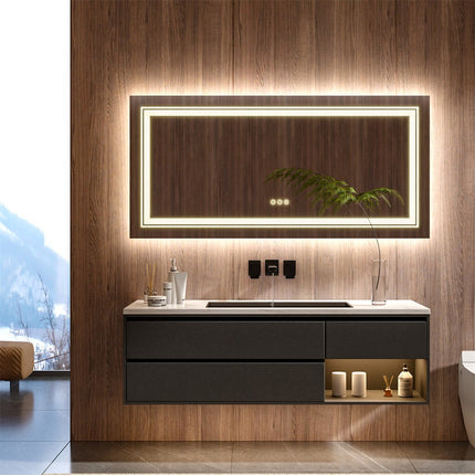 LED Bathroom Mirror Double Light Vanity Makeup Mirror Tall Full-Size Body Mirror 1200*600mm Double LED.