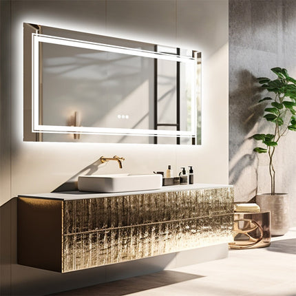 LED Bathroom Mirror Double Light Vanity Makeup Mirror Tall Full-Size Body Mirror 1200*600mm Double LED.