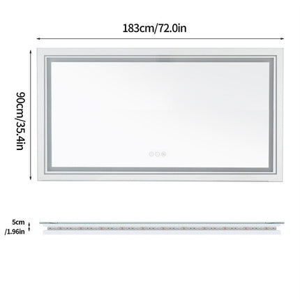 1.83M Oversize Dual Light Bathroom Mirror Super Anti-Fog Makeup Dressing Mirror.