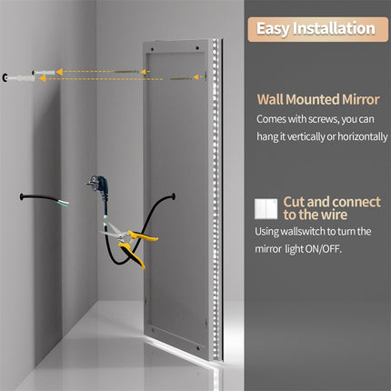1.83M Oversize Dual Light Bathroom Mirror Super Anti-Fog Makeup Dressing Mirror.