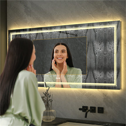 1.83M Oversize Dual Light Bathroom Mirror Super Anti-Fog Makeup Dressing Mirror.