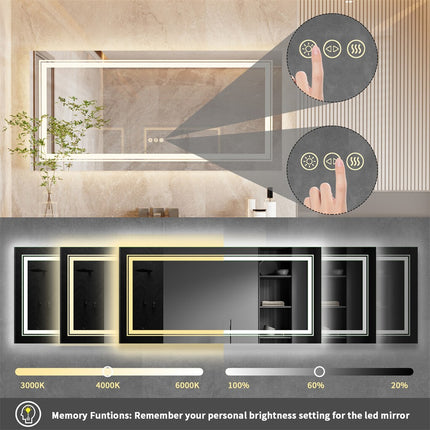 1.83M Oversize Dual Light Bathroom Mirror Super Anti-Fog Makeup Dressing Mirror.