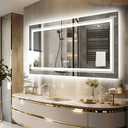 Anti-Fog LED Bathroom Mirror with 2-Way Mount 1000*600mm/Double LED.