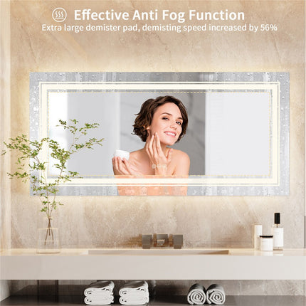 Anti-Fog LED Bathroom Mirror with 2-Way Mount 1000*600mm/Double LED.