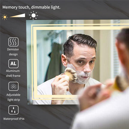 Anti-Fog LED Bathroom Mirror with 2-Way Mount 1000*600mm/Double LED.
