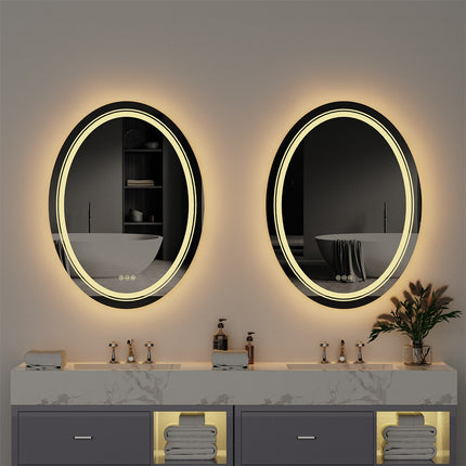 60x80cm Oval Backlit + Front LED Bathroom Mirror Dimmable Shatter-Proof Vanity Mirror.