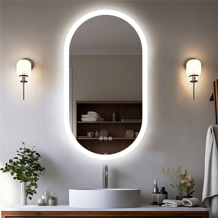 Premium Oval LED Anti-Fog Bathroom Mirror(80x50cm).