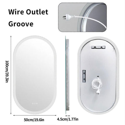 Premium Oval LED Anti-Fog Bathroom Mirror(100x50cm).