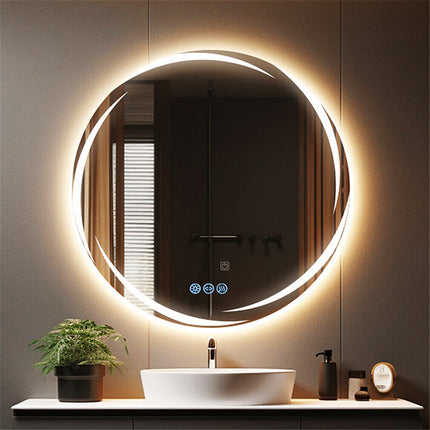 Round LED Anti-Fog Backlit Bathroom Mirror(60x60cm).