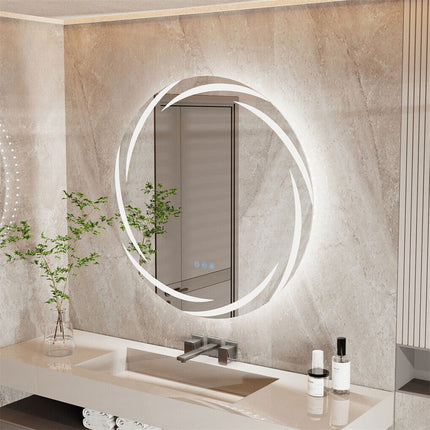 Round LED Anti-Fog Backlit Bathroom Mirror(60x60cm).